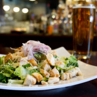 Chicken Caesar Salad with beer