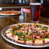 Moulard Pizza with beer in flagstaff